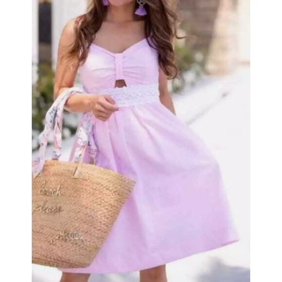 Lilly Pulitzer Seersucker Katelynn Short Sun Dress Pink White Resort Vacation 4 - Picture 1 of 14